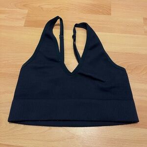 Navy Blue Ribbed Tank Cropped Top